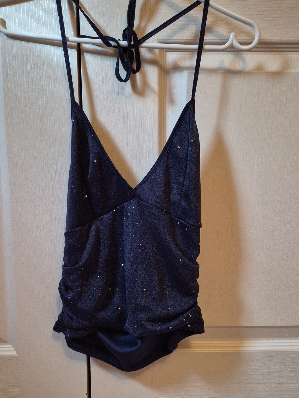 Cider Navy Sparkle Halter Tank